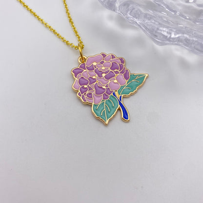 Bunch Of Violet Flowers Necklace