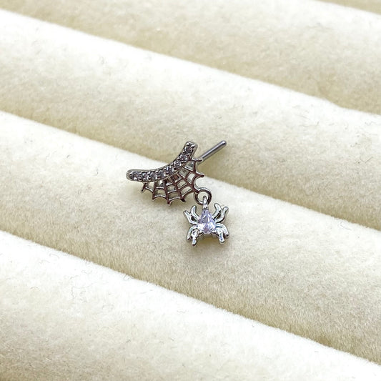 Spider Cobweb Dangly Nose Stud