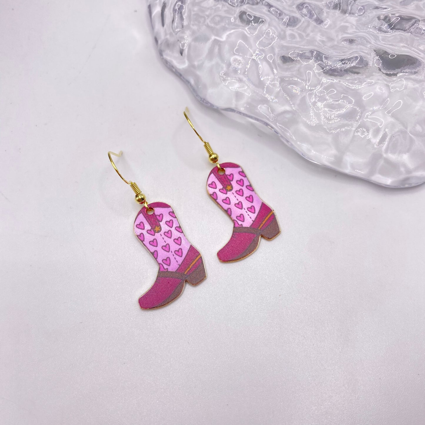 Pink Cowboy Boot Earrings