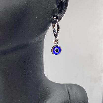 Blue Evil Eye Huggie Hoop Earrings