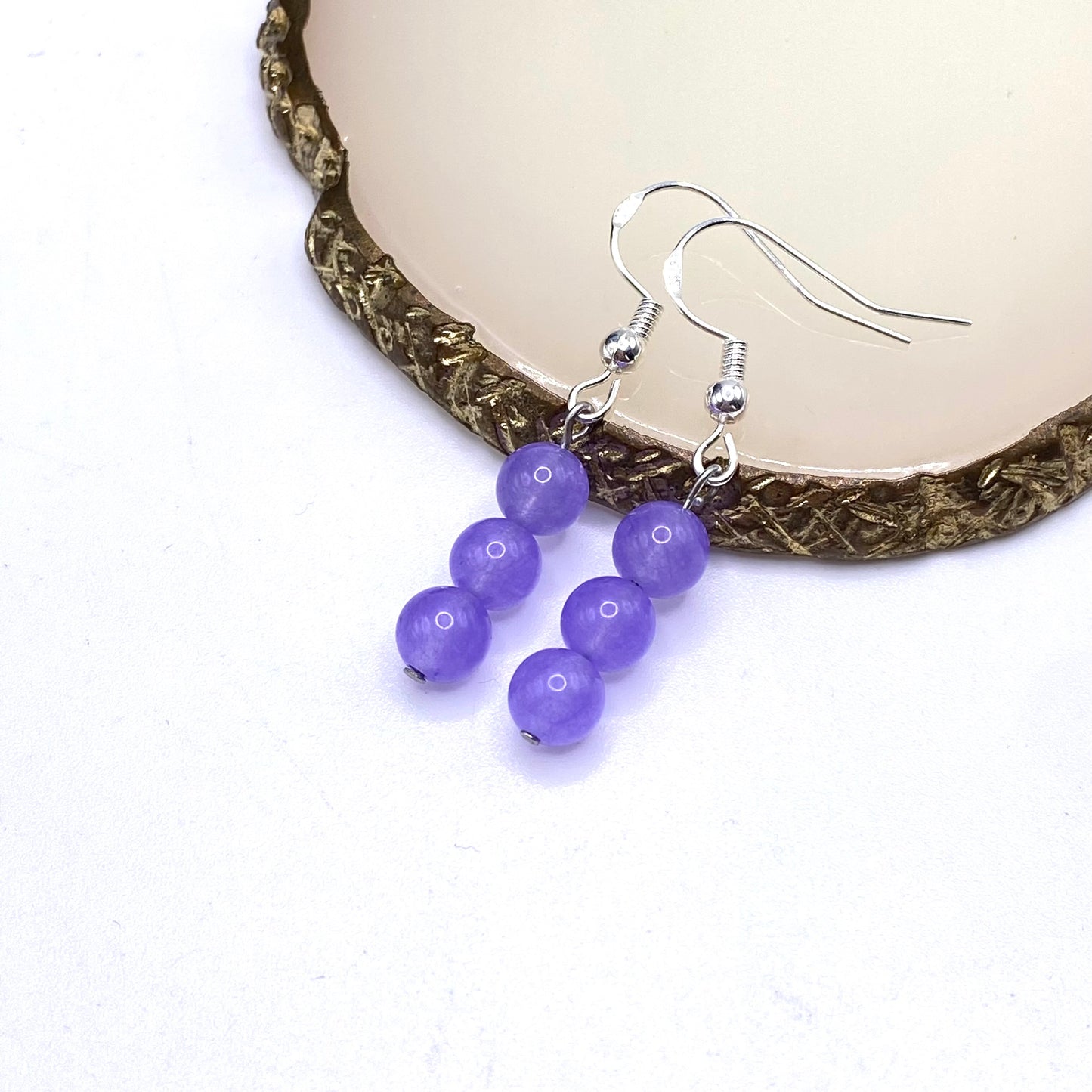 Round Alexandrite Crystal Earrings
