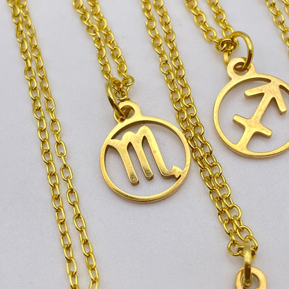 Gold Hollow Star Sign Necklaces