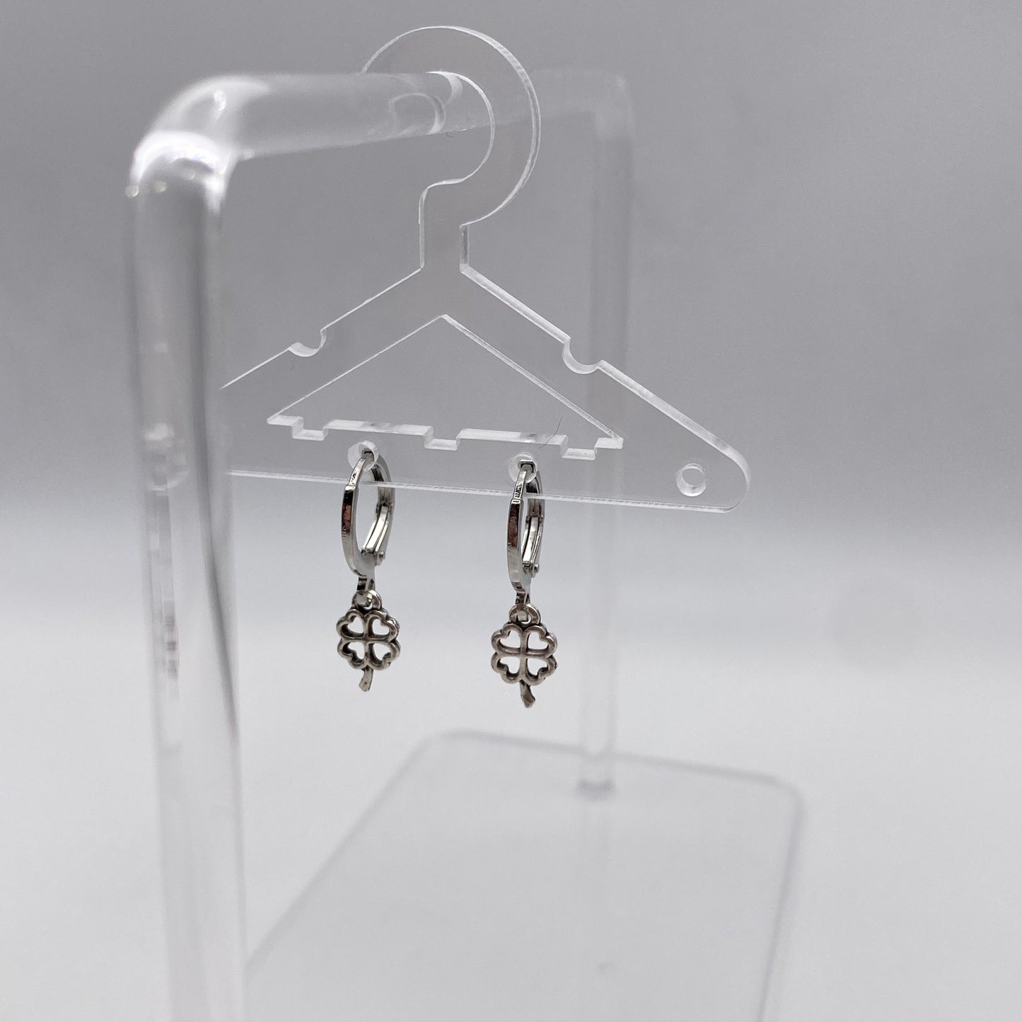 Very Small Four Leaf Clover Huggie Hoop Earrings