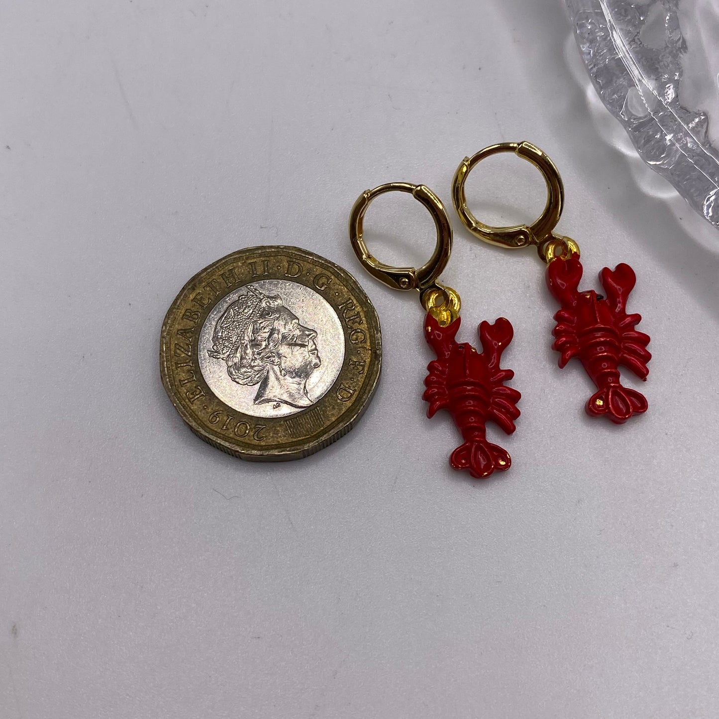 Red Lobster Huggie Hoop Earrings