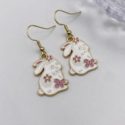 Flower Bunny Rabbit Earrings