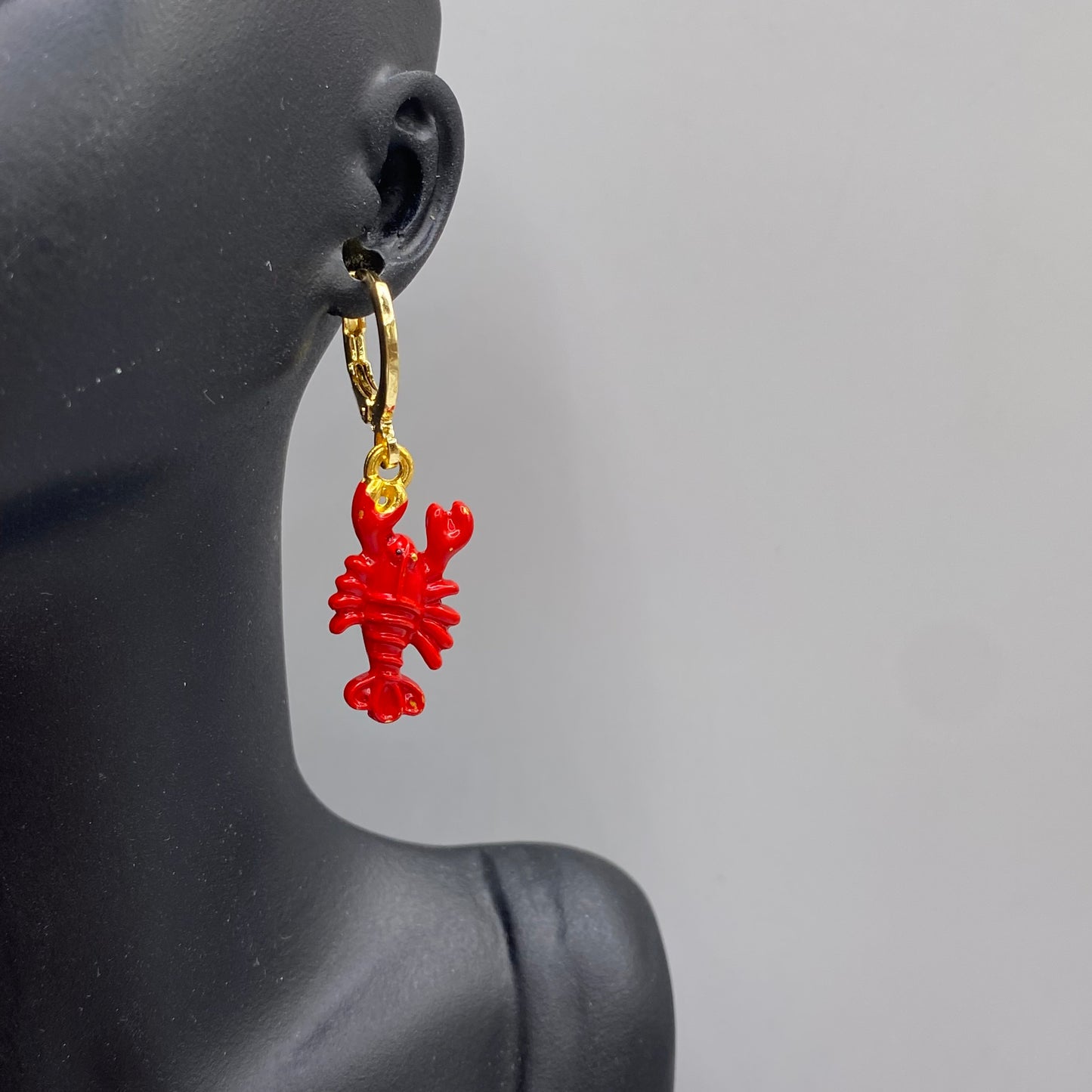 Red Lobster Huggie Hoop Earrings