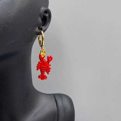 Red Lobster Huggie Hoop Earrings