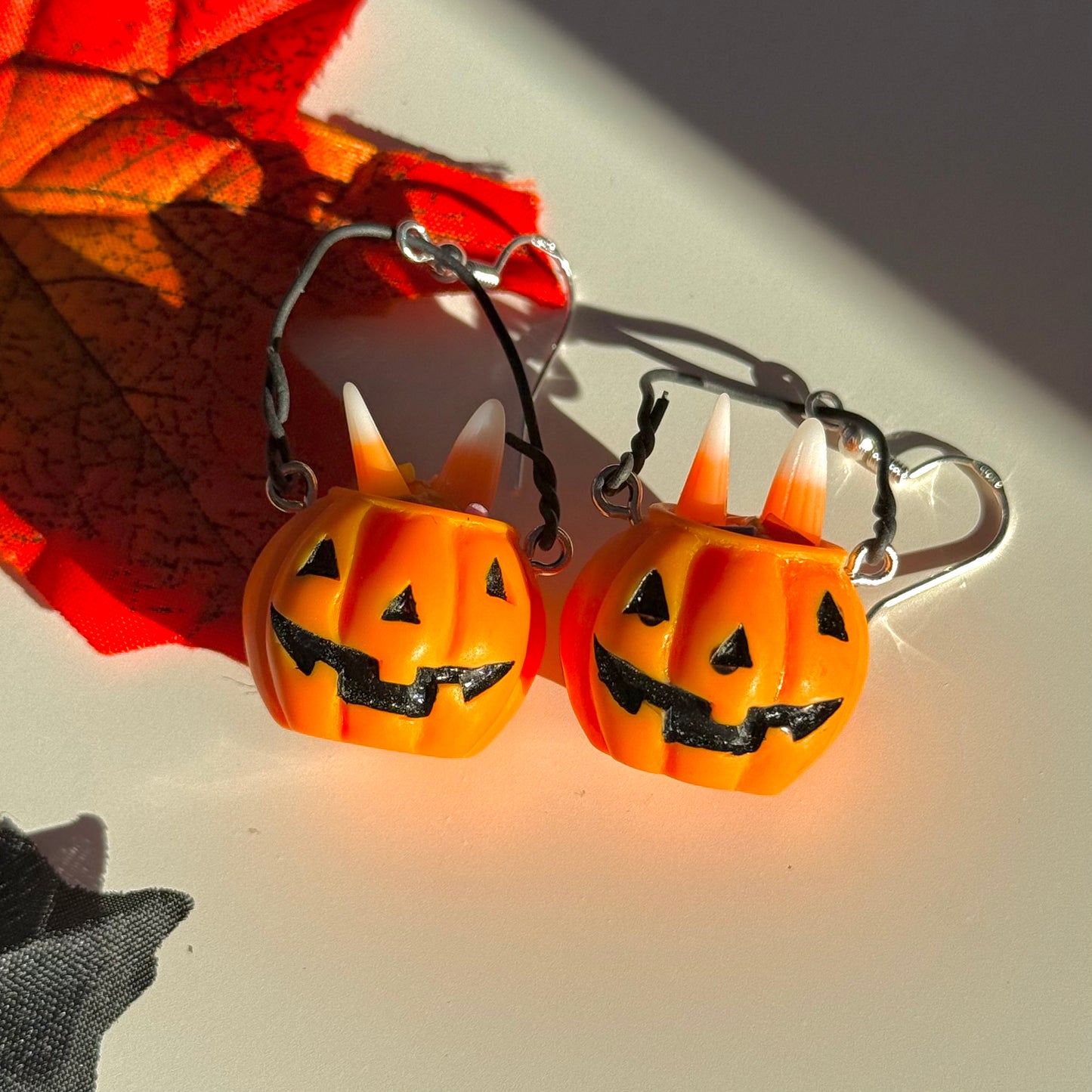Trick or Treat Pumpkin Bucket Earrings
