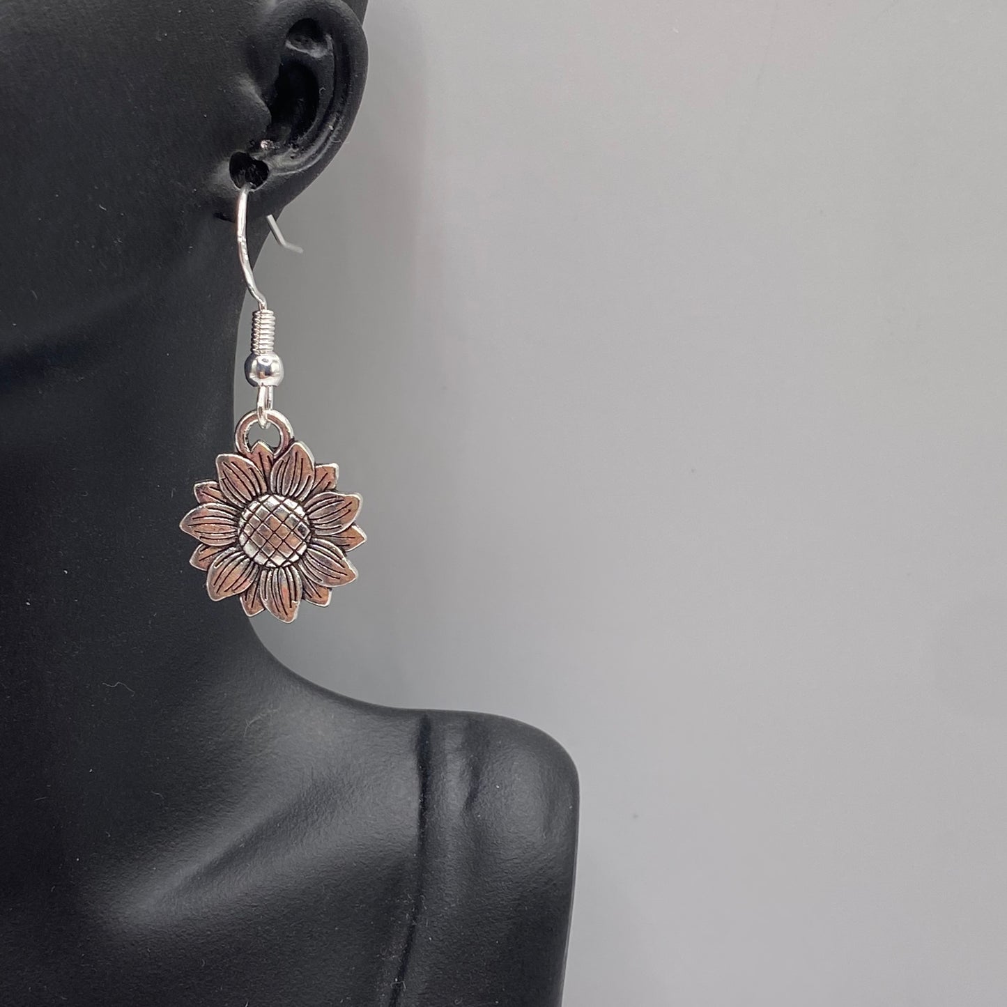 Silver Sunflower Earrings