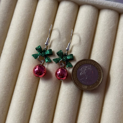Christmas Ribbon Drop Earrings