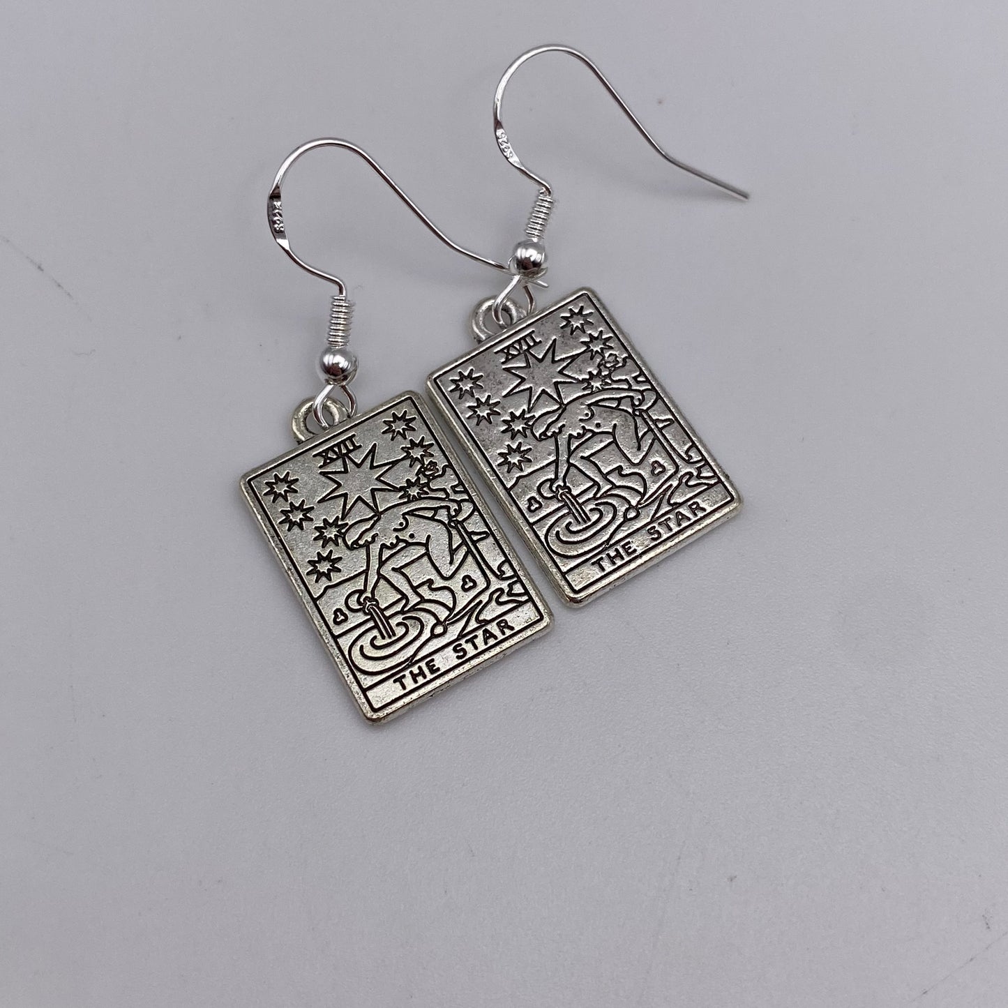 Silver Image Tarot Card Earrings