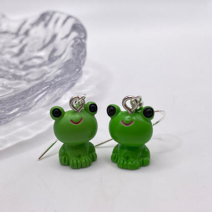 Green Frog Earrings