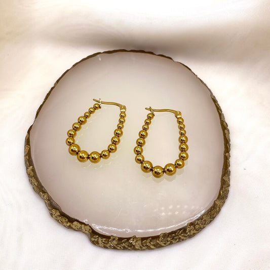 Gold Pearl Surround Hoop Earrings