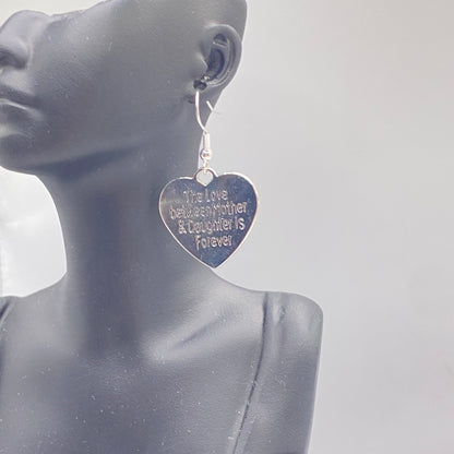 A Mother’s Love Slogan Heart Earrings