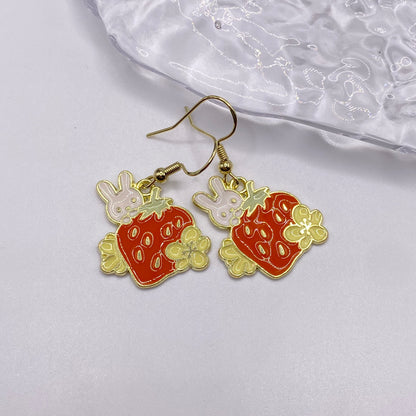 Strawberry Bunny Rabbit Earrings