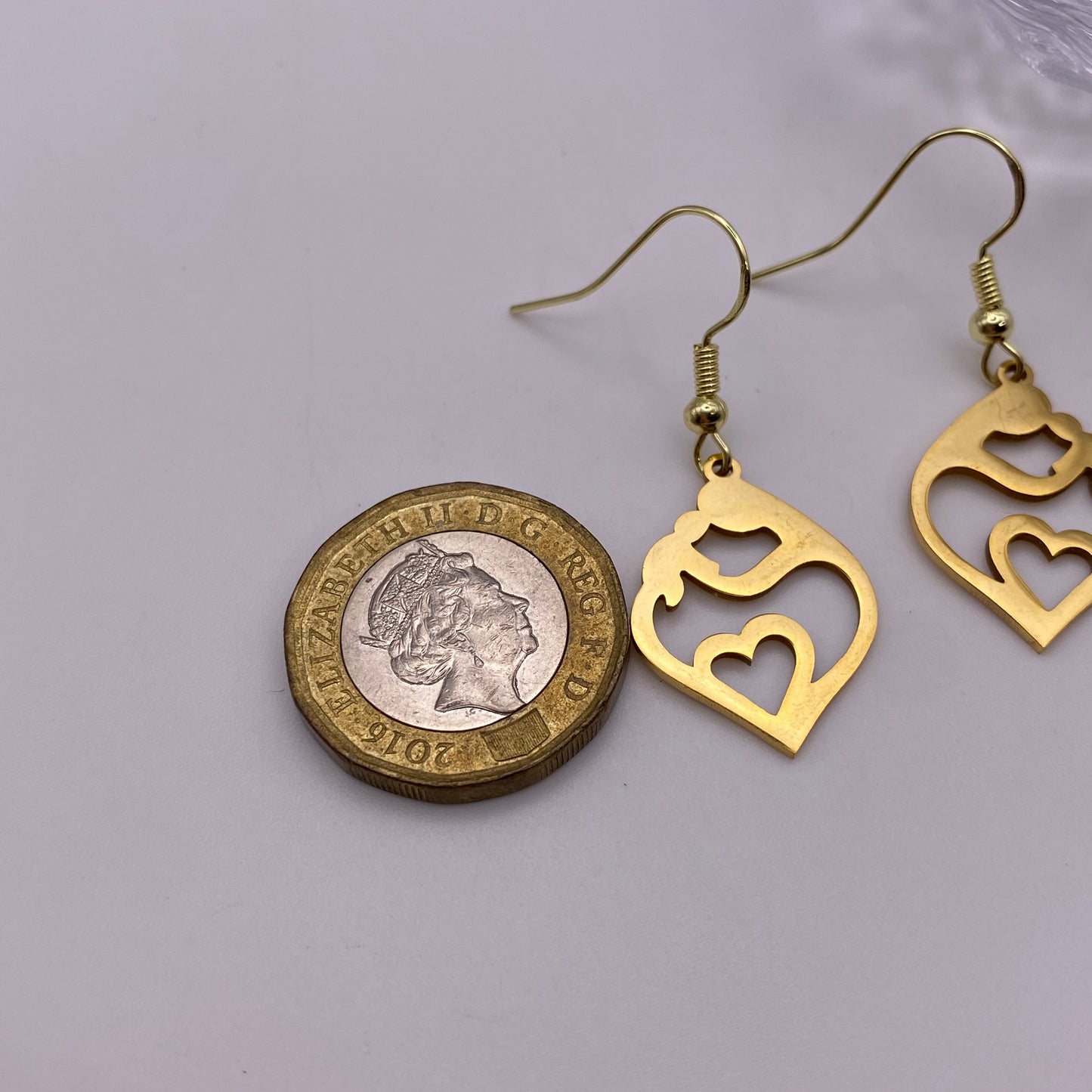 Gold Mother and Child Earrings