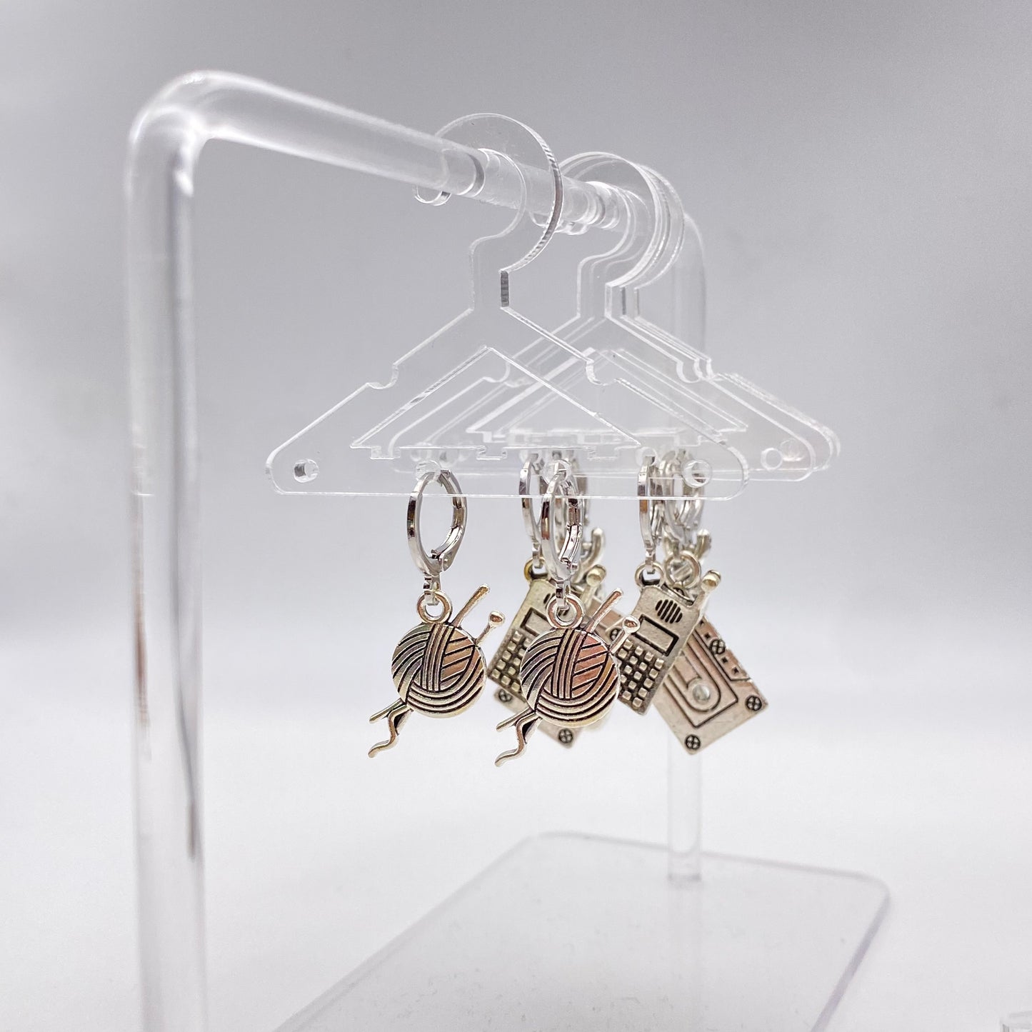 Knitting Needles Huggie Hoop Earrings