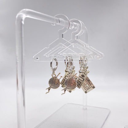 Knitting Needles Huggie Hoop Earrings