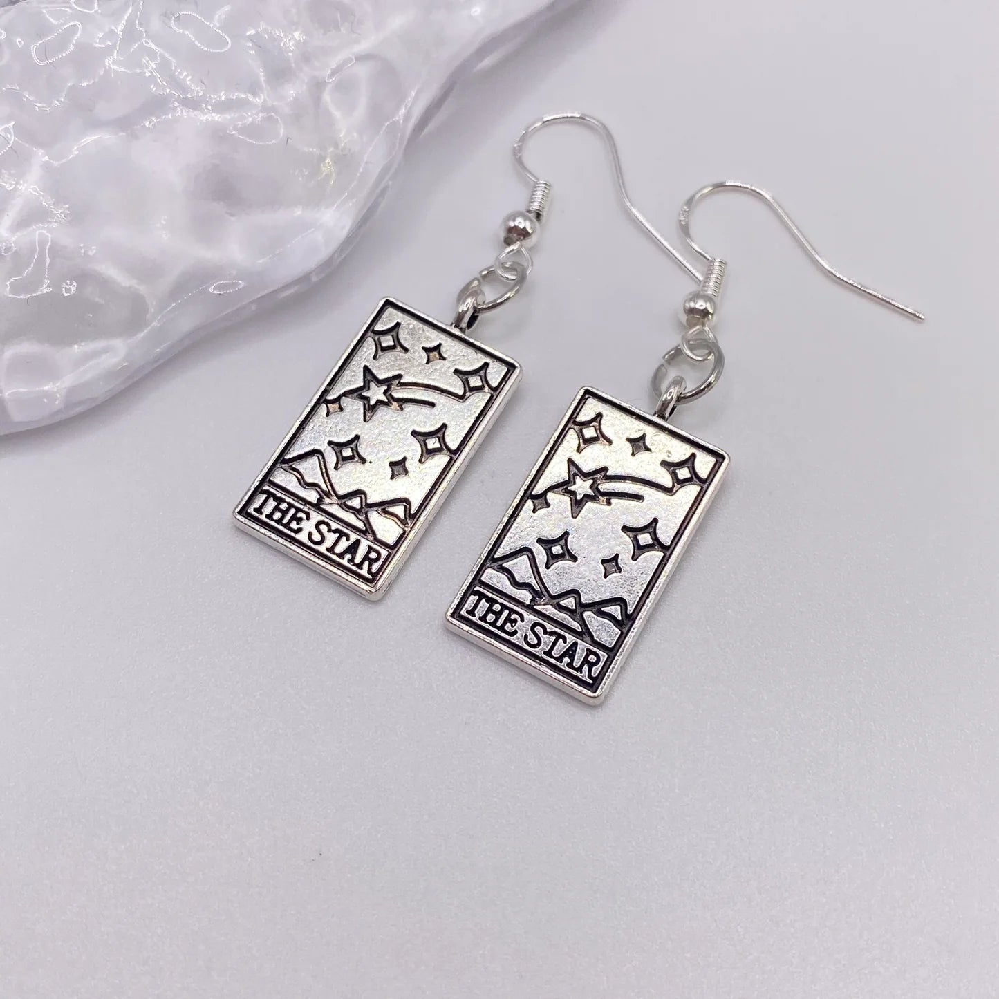 Silver Tarot Card Earrings