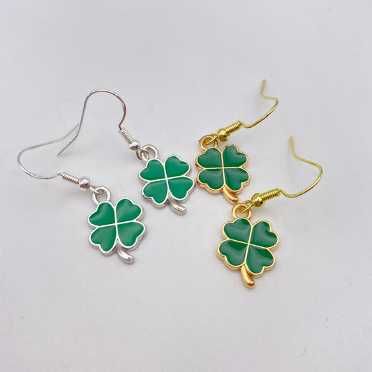 Green Four Leaf Clover Earrings