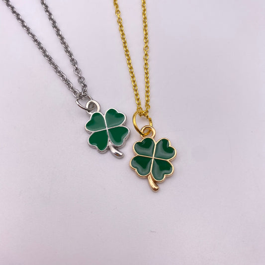 Green Four Leaf Clover Necklace