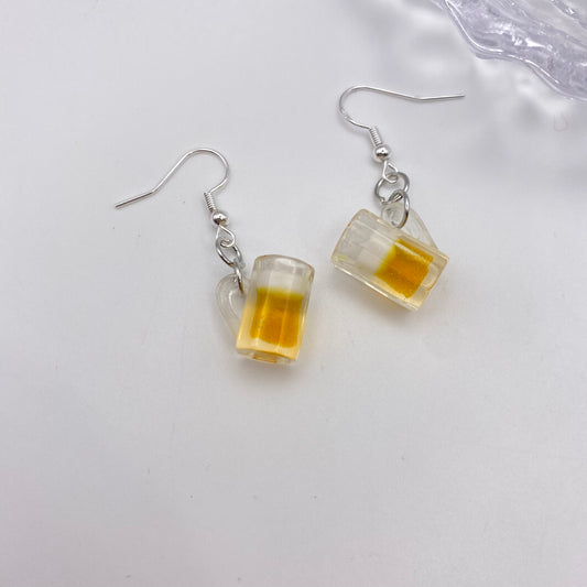 Yellow Pint Beer Glass Earrings