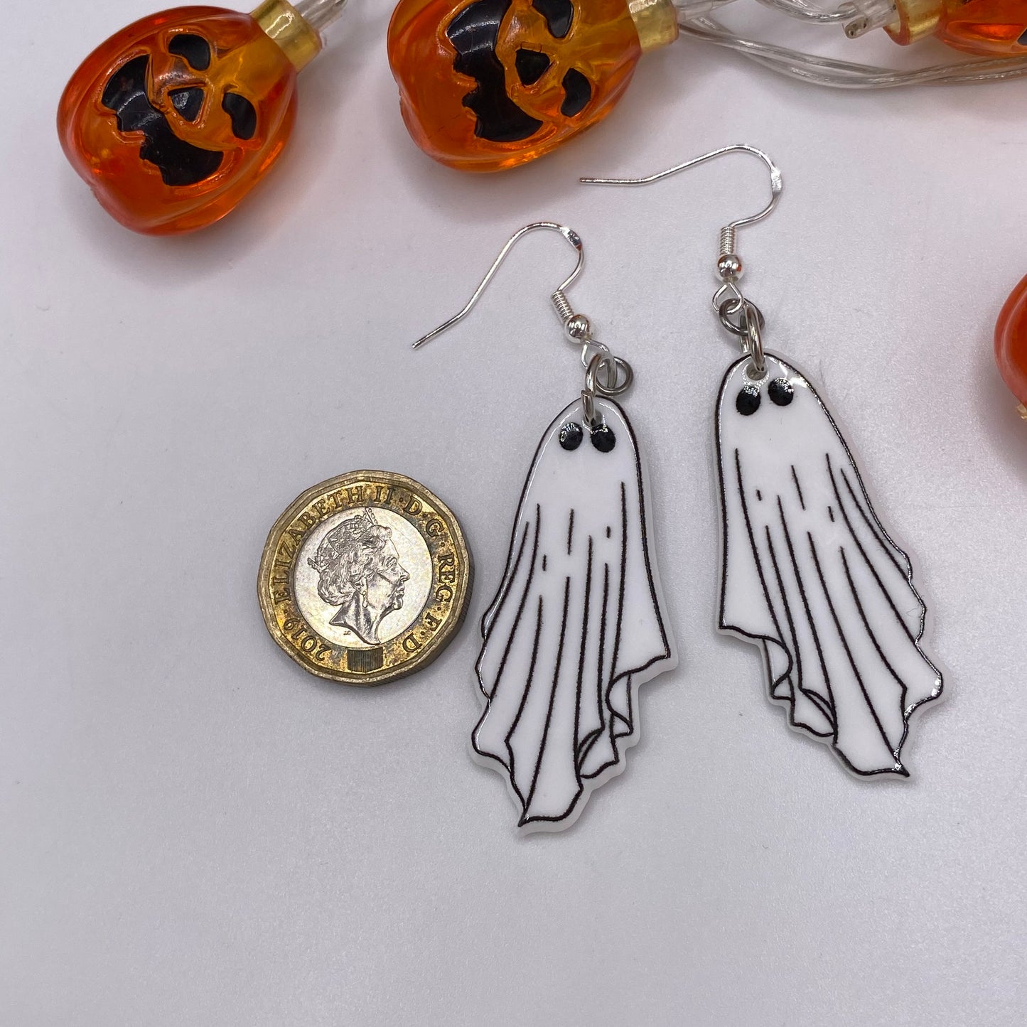 White Ghost Costume Earrings