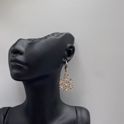 Diamanté Snowflake Huggie Hoop Earrings