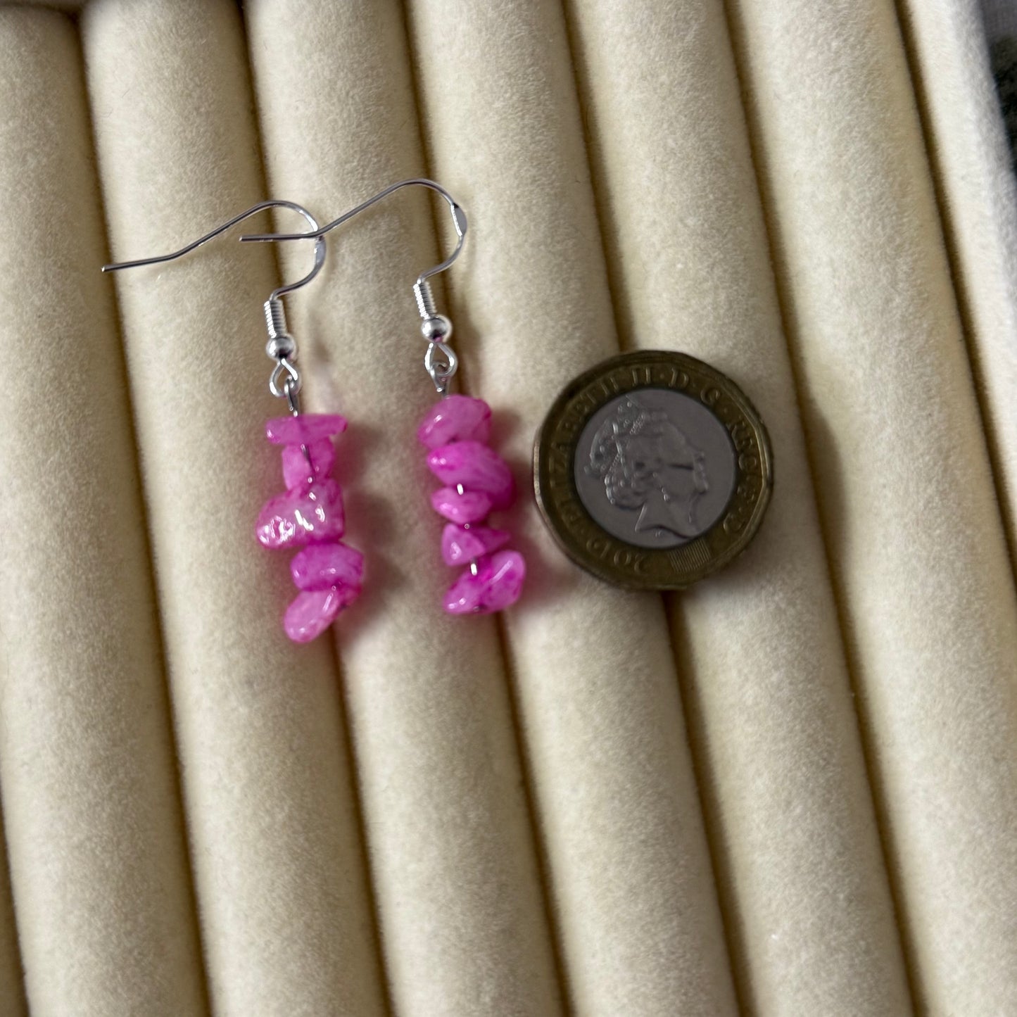 Pink Chip Crystal Earrings