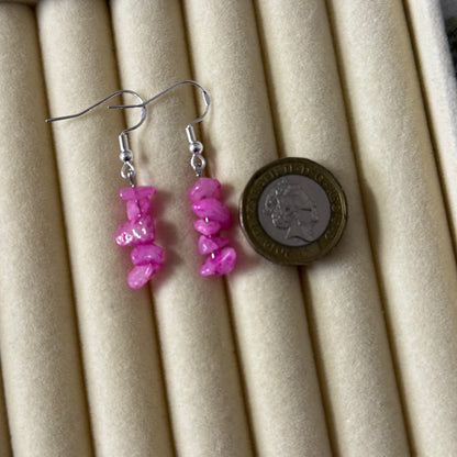 Pink Chip Crystal Earrings