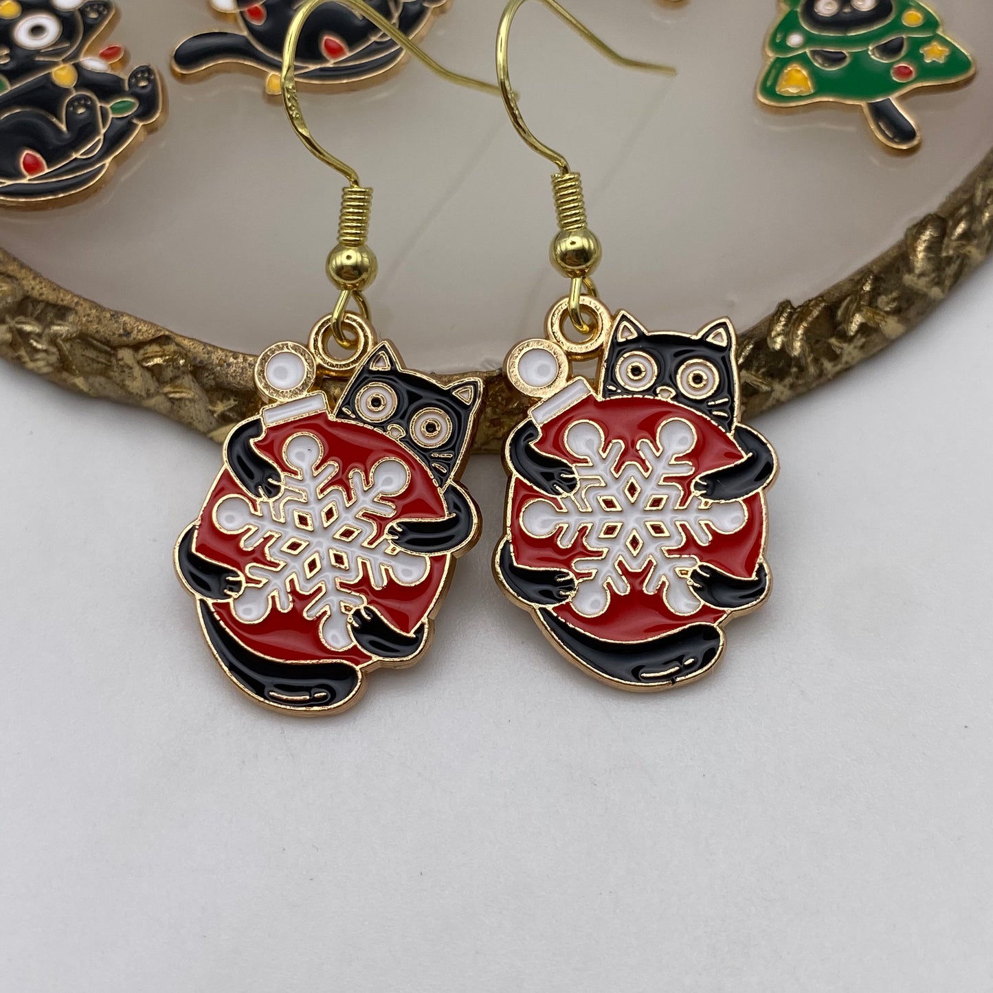 Christmas Cat Earrings