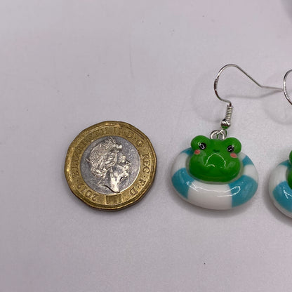 Frog in Rubber Ring Earrings