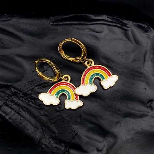 Small Rainbow Huggie Hoop Earrings