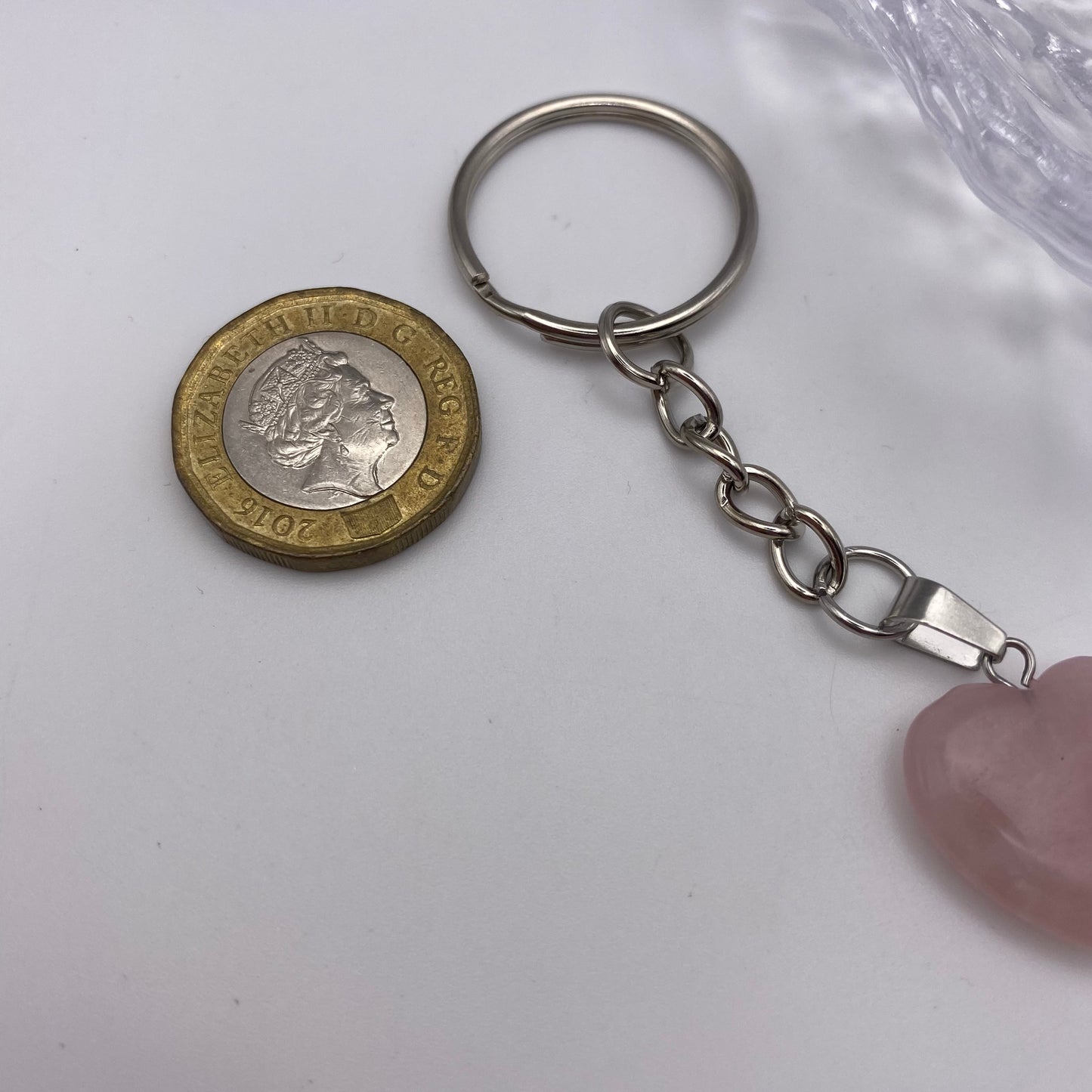 Rose Quartz Pendant Heart Keyring
