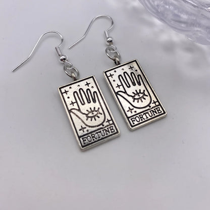 Silver Tarot Card Earrings