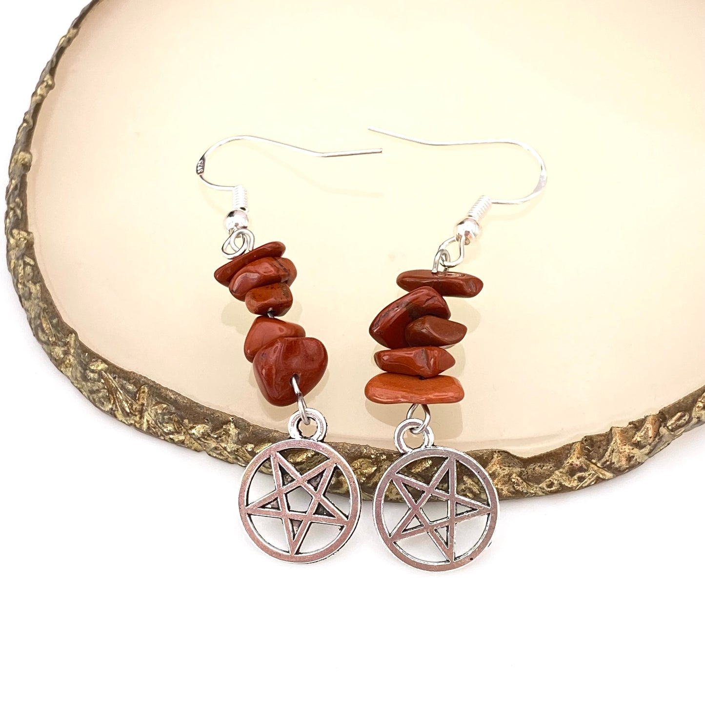 Pentagram Red Crystal Earrings