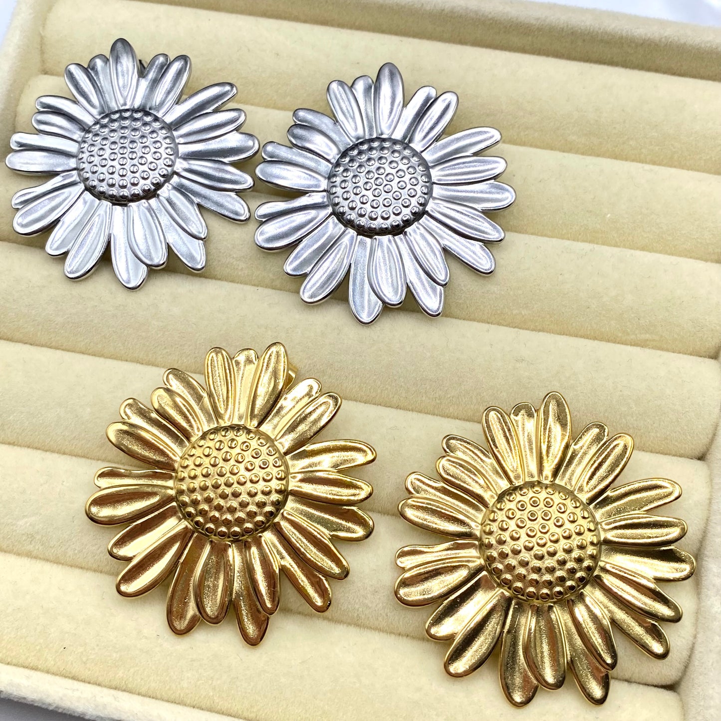 Big Sunflower Stud Earrings
