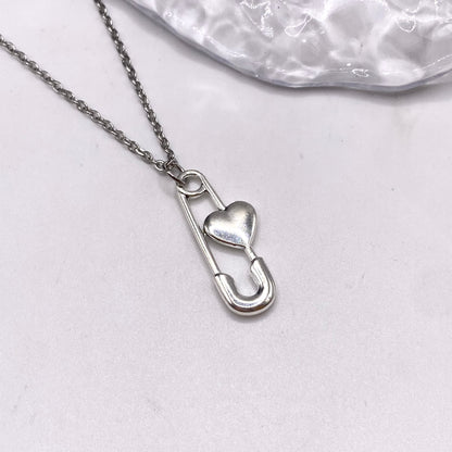 Safety Pin Heart Necklace