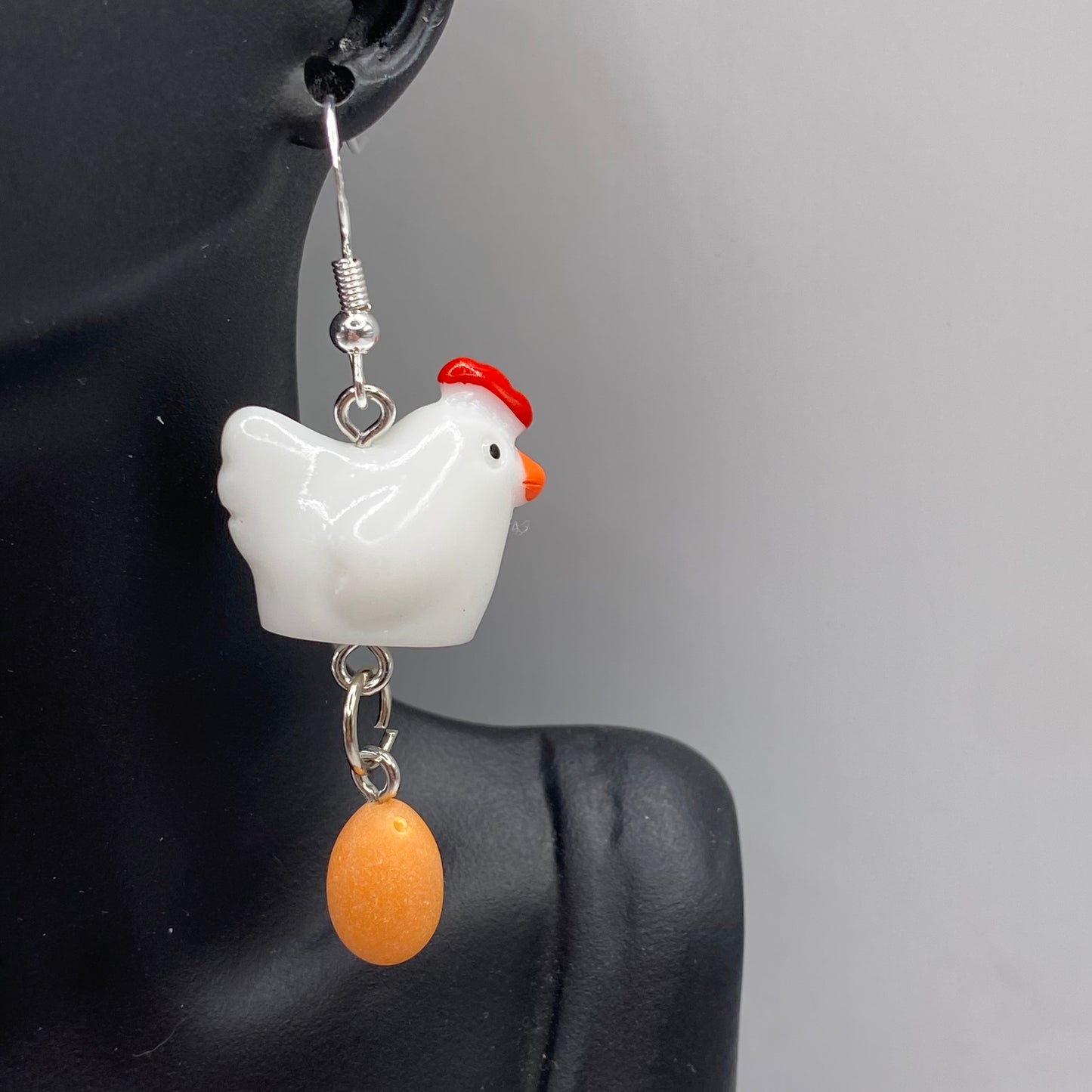 Dangly Chicken Egg Earrings