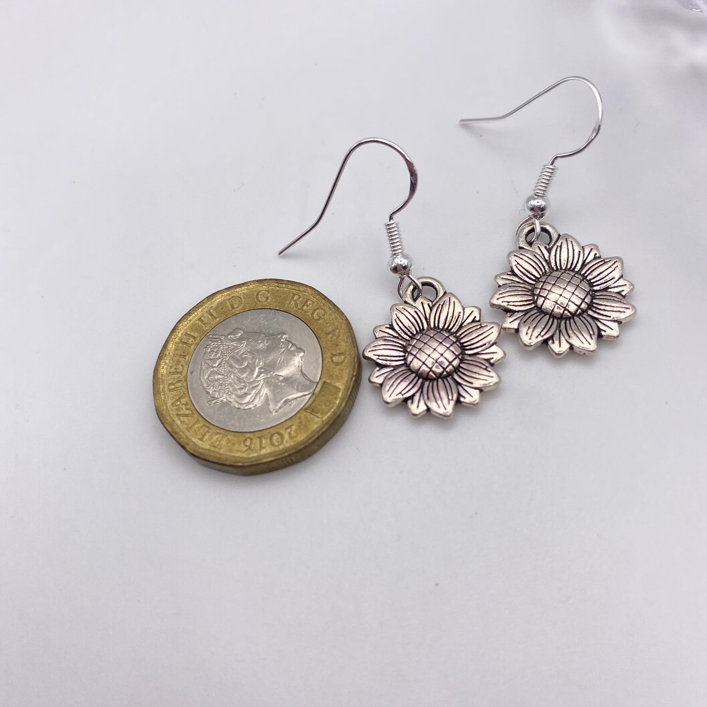 Silver Sunflower Earrings