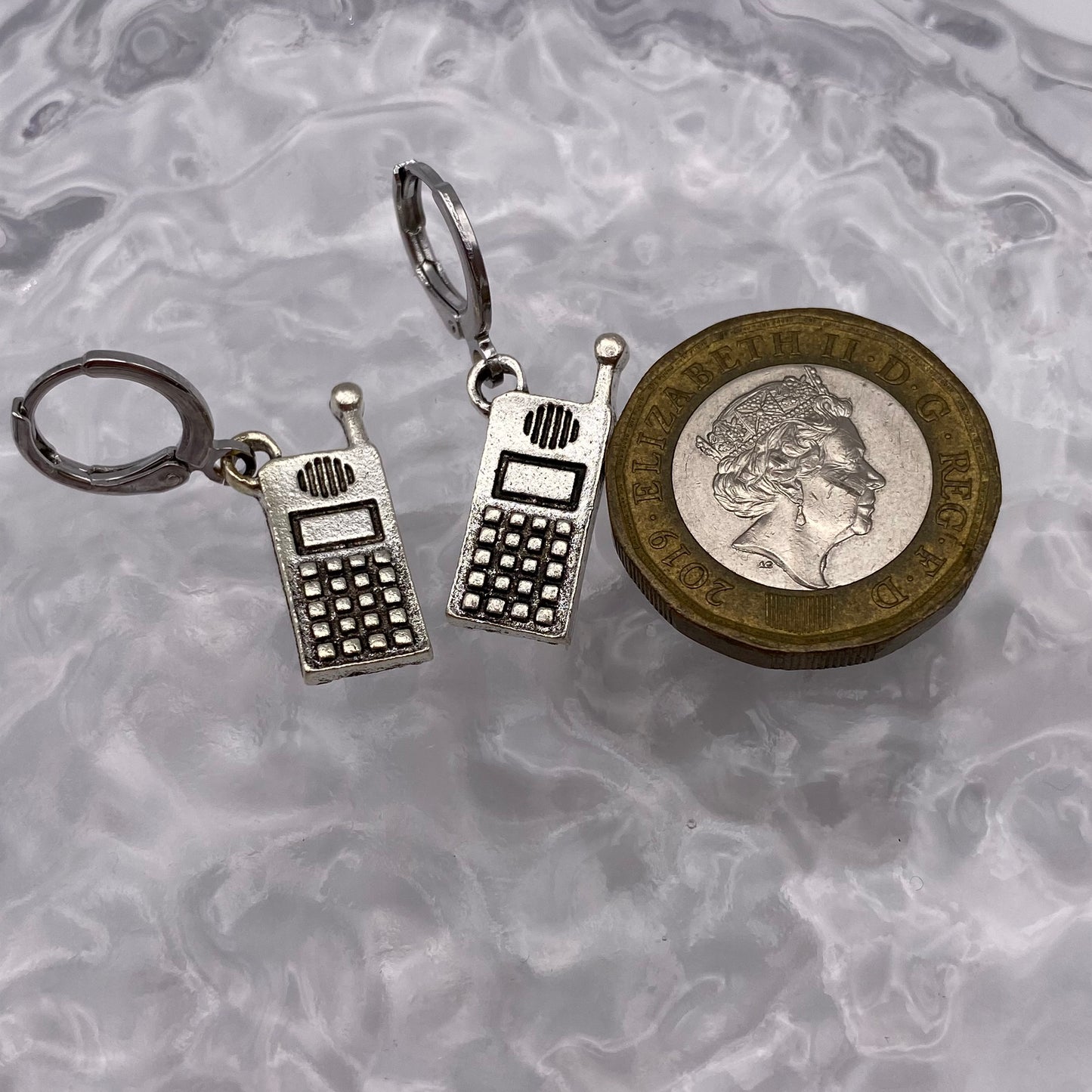 Mobile Phone Huggie Hoop Earrings