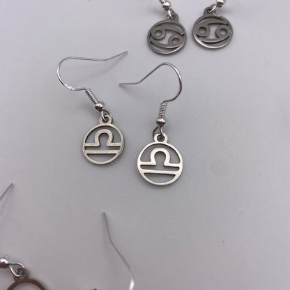 Silver Hollow Star Sign Earrings