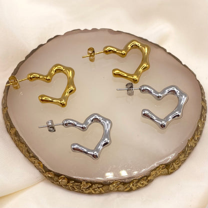 Half Heart Stud Earrings