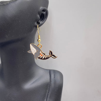 Skeleton Whale Earrings