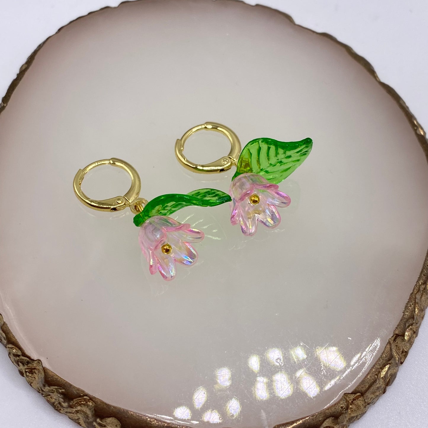 Colourful Flower Tulip Huggie Hoop Earrings