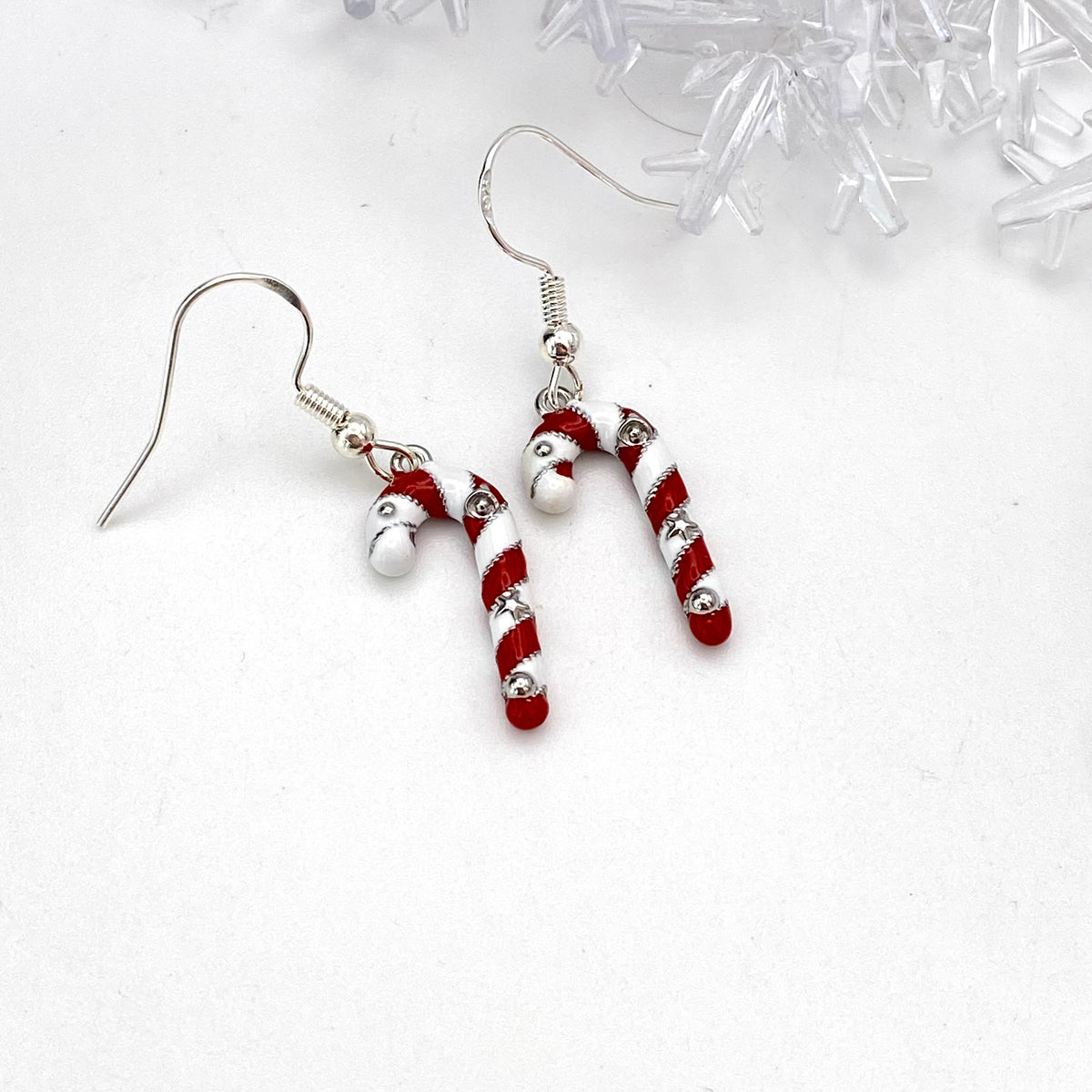 Small Red and White Earrings