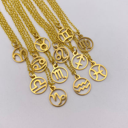 Gold Hollow Star Sign Necklaces