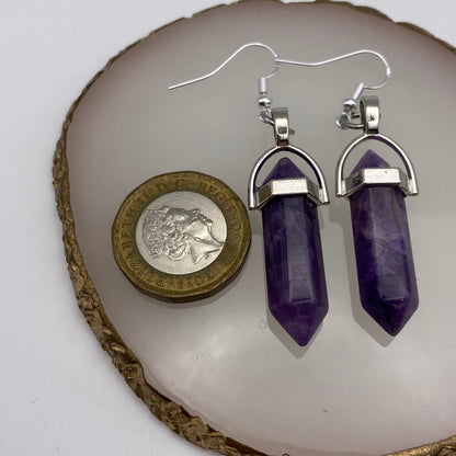 Amethyst Crystal Pendant Earrings