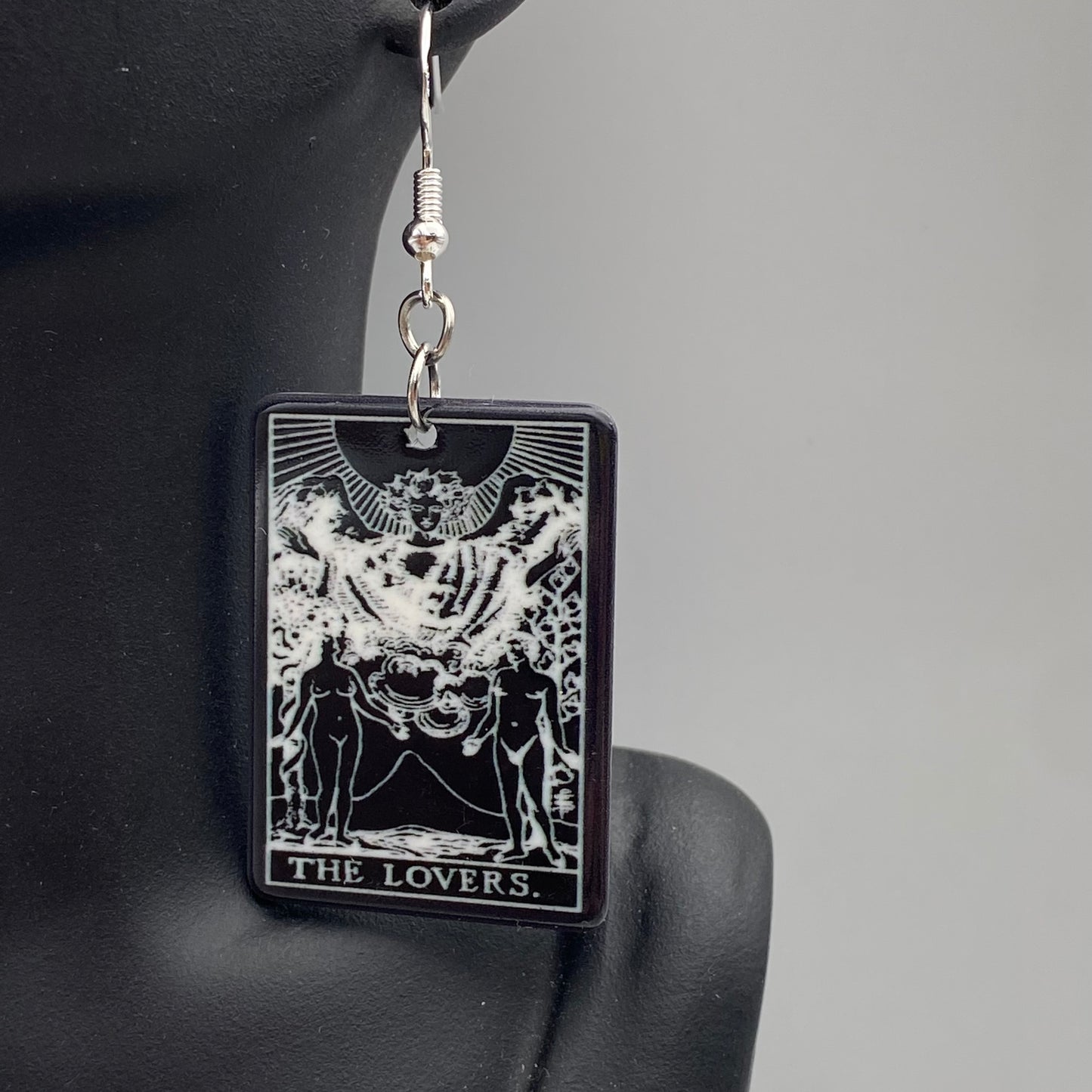 Black and White The Lovers Tarot Card Earrings