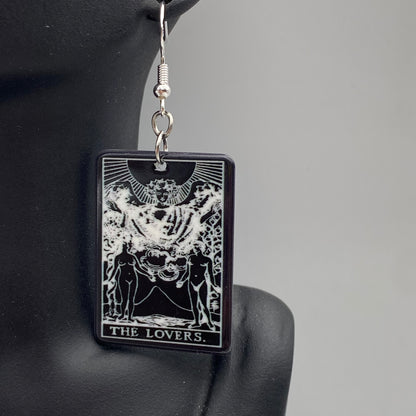 Black and White The Lovers Tarot Card Earrings
